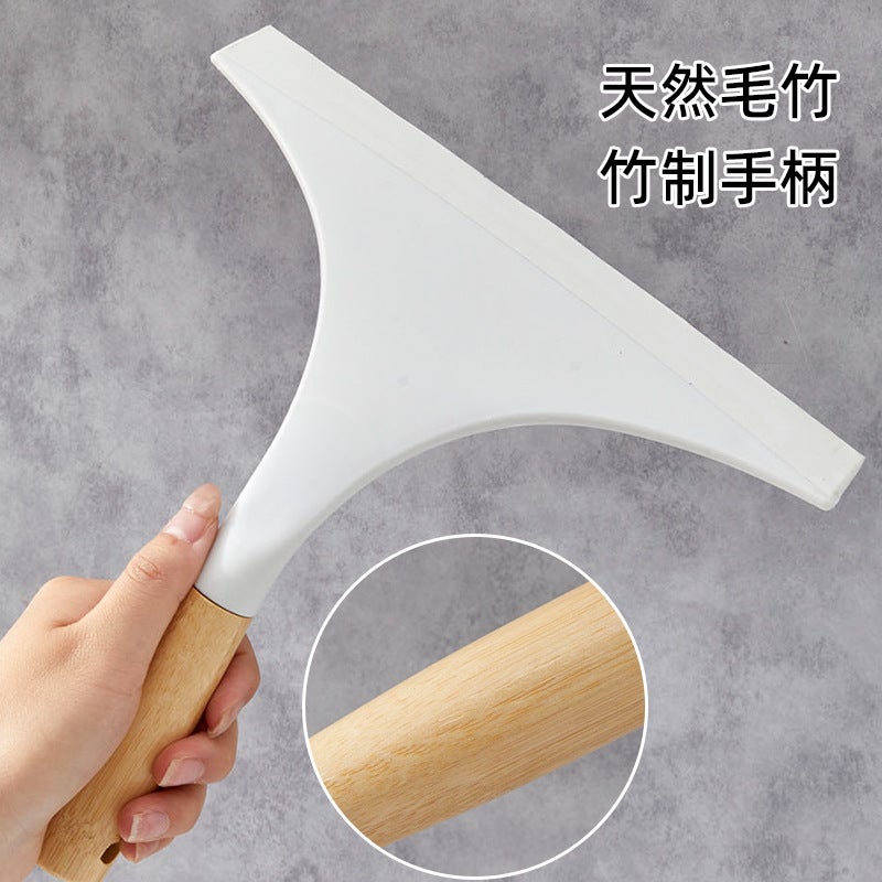 Japanese-Style Bamboo Short Handle Glass Cleaning Artifact Household Glass Scraper Window Scraper Mirror Cleaning Tool - Image 2